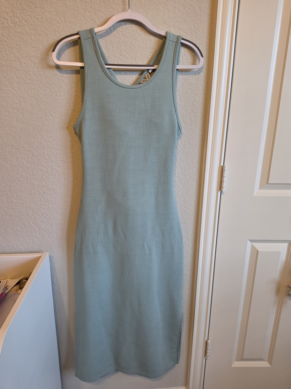 Roxy Sleeveless Ribbed Midi Dress in Light Teal